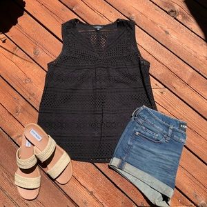 NWOT Lucky Brand Black Eyelet Blouse 🖤